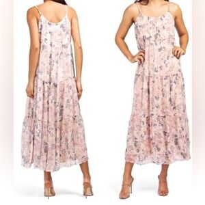 Elena Baldi Silk Blend Printed Blush Maxi Dress